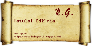 Matulai Génia névjegykártya